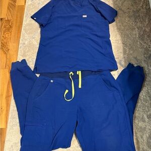 Figs Blue Scrub Set tall joggers